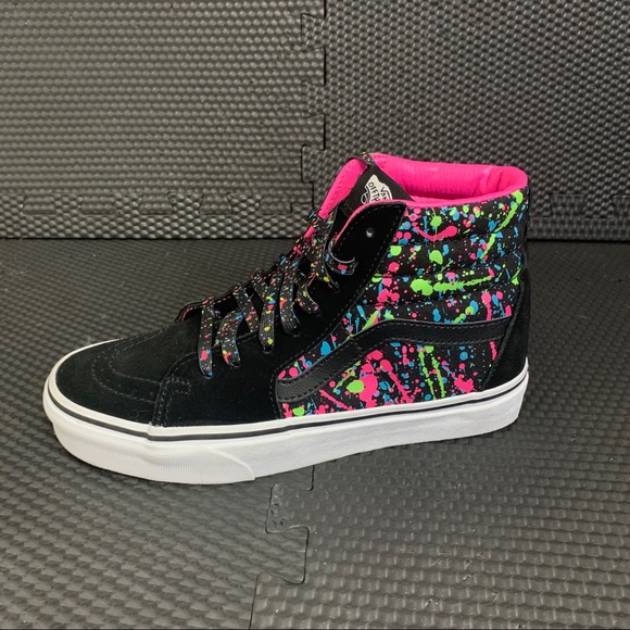 Vans sk8 hi paint splatter skate shoe Clearance